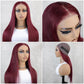 GLOSSY ®  Burgundy 13x4 Hd Lace Frontal 100% Human Hair Wig 28 inches